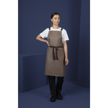 Southside Linen Blend Bib Apron Chocolate • PAS-BB692