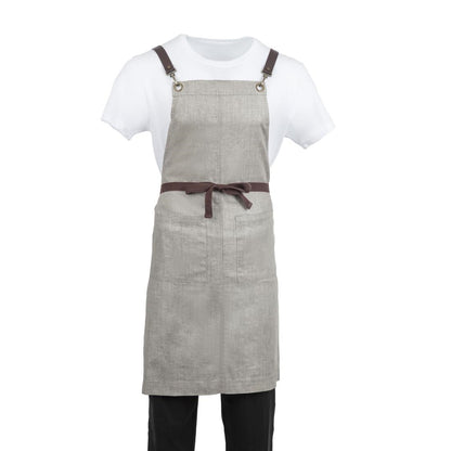 Southside Linen Blend Bib Apron Grey • PAS-BB693