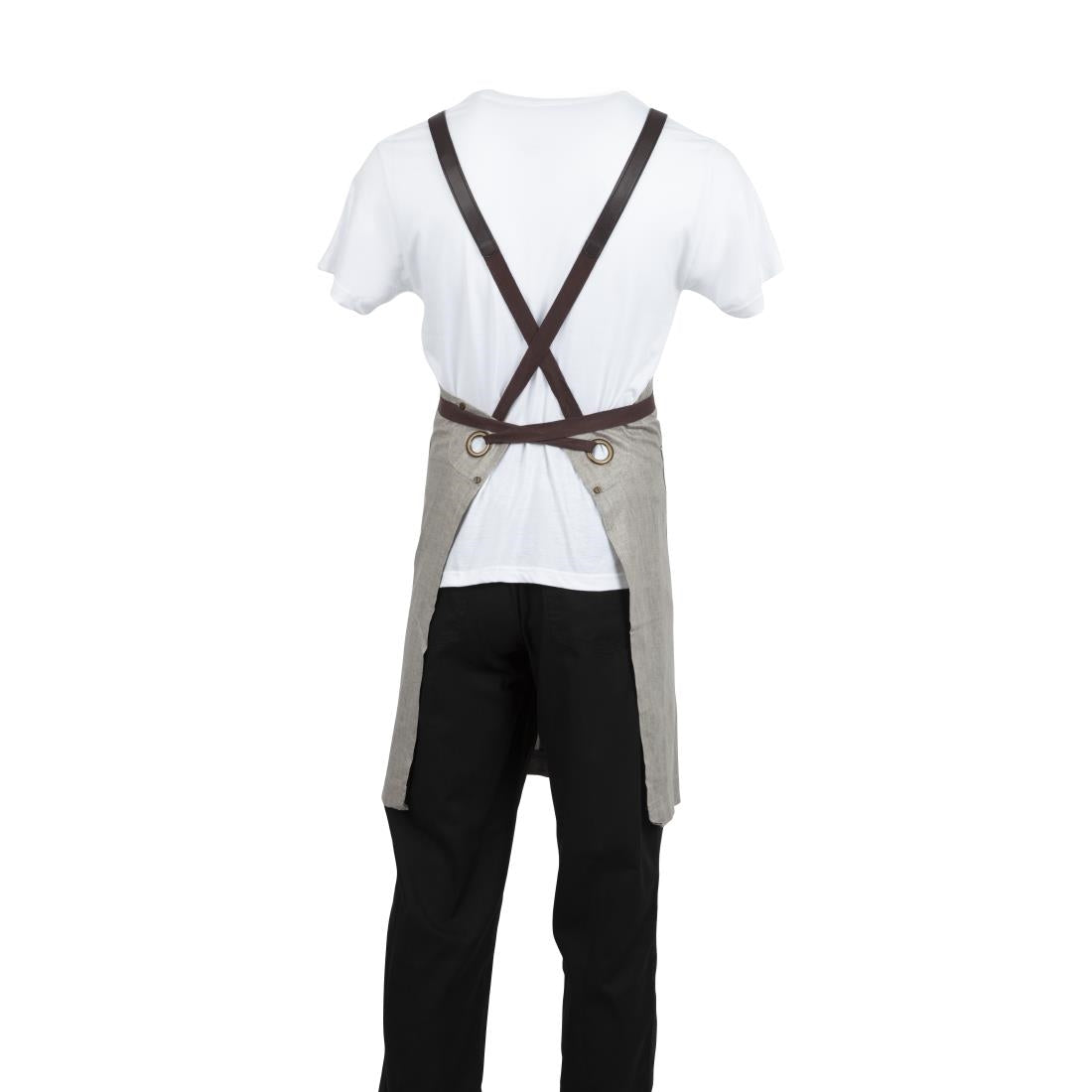 Southside Linen Blend Bib Apron Grey • PAS-BB693