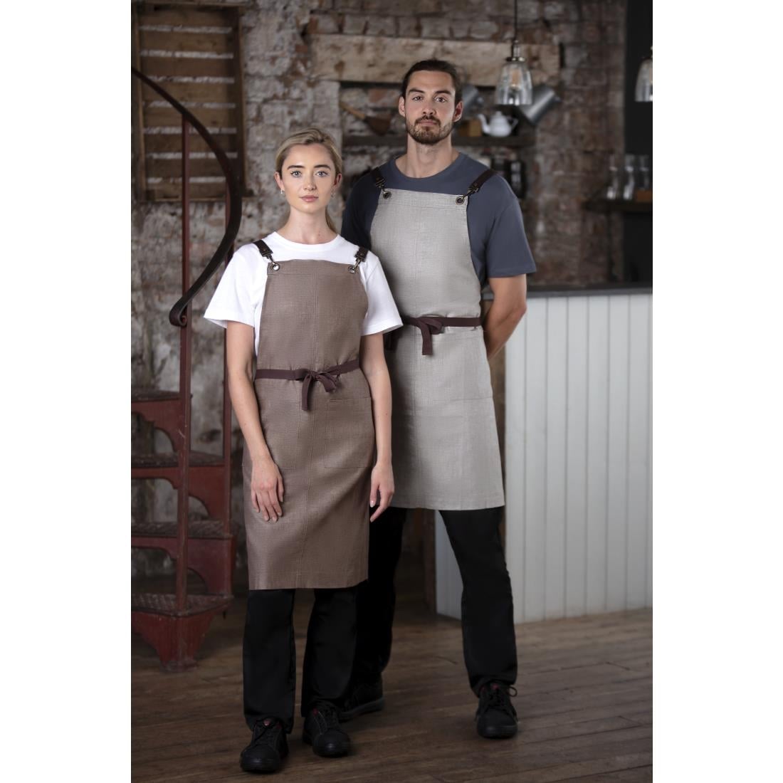 Southside Linen Blend Bib Apron Chocolate • PAS-BB692