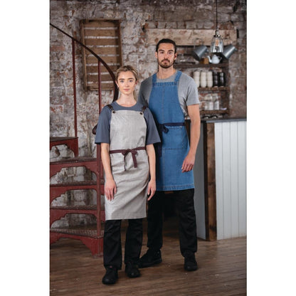 Southside Linen Blend Bib Apron Grey • PAS-BB693