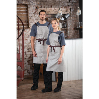 Southside Linen Blend Bib Apron Grey • PAS-BB693