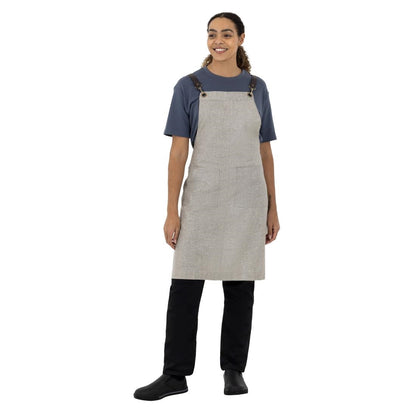 Southside Linen Blend Bib Apron Grey • PAS-BB693