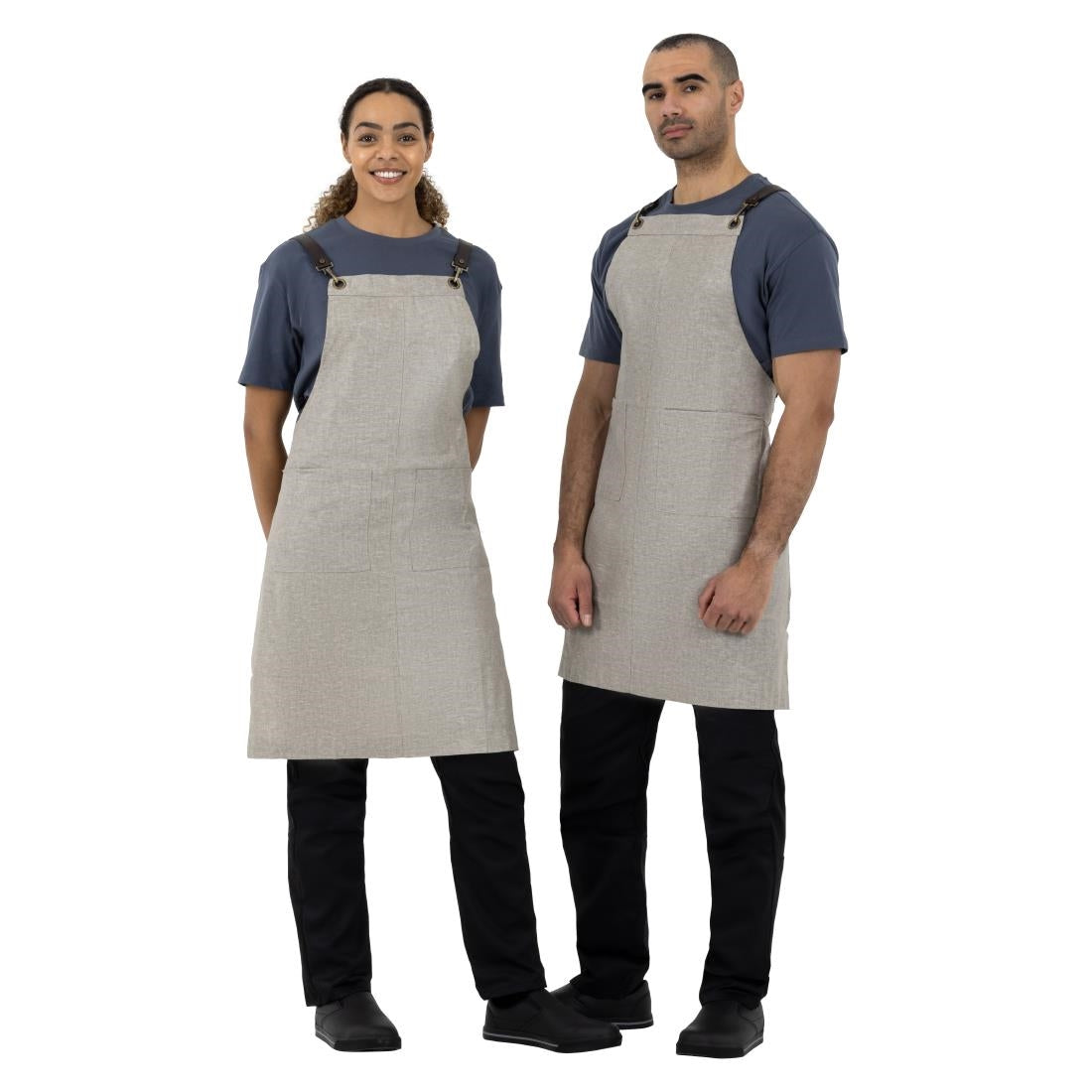 Southside Linen Blend Bib Apron Grey • PAS-BB693
