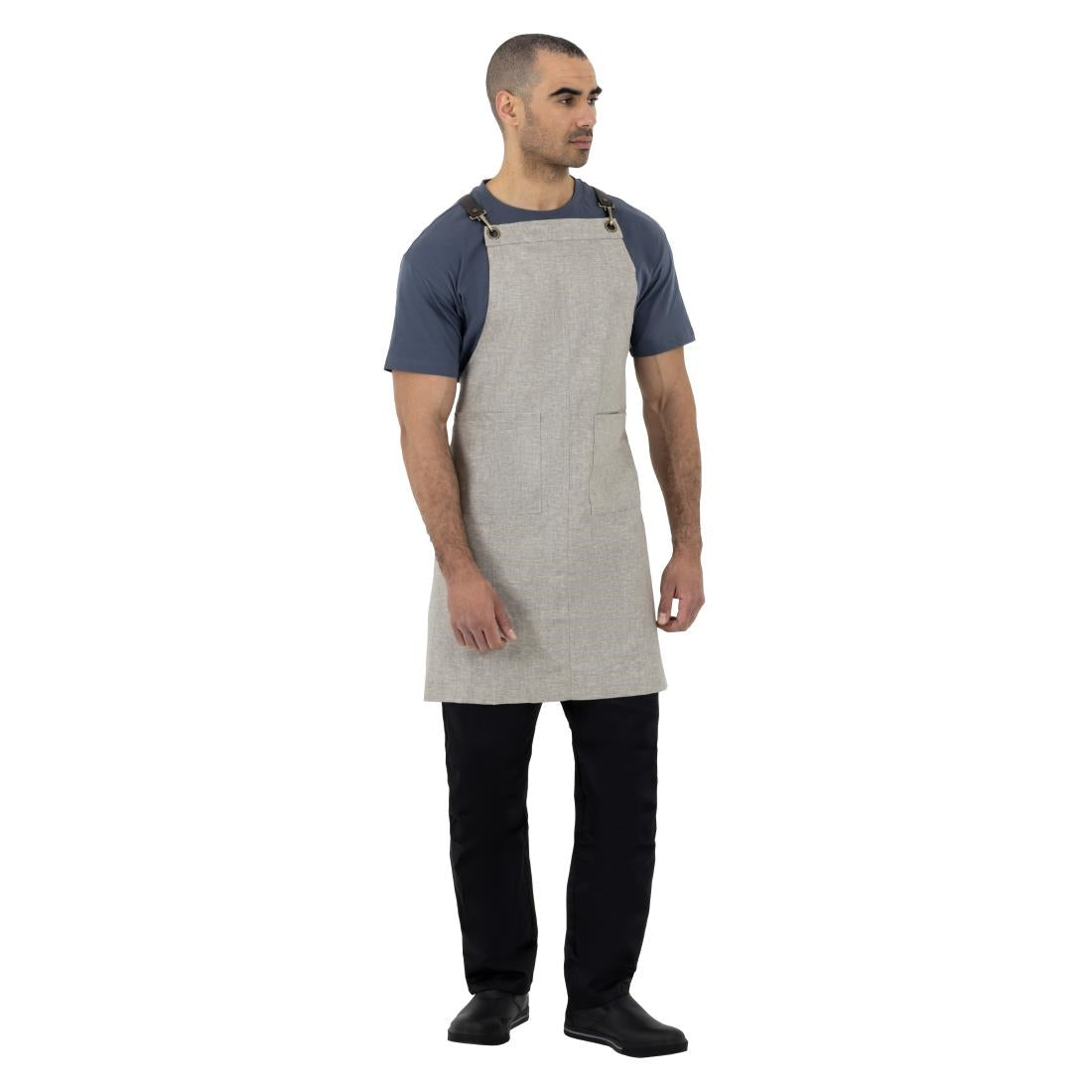 Southside Linen Blend Bib Apron Grey • PAS-BB693