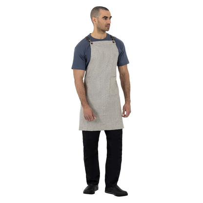 Southside Linen Blend Bib Apron Grey • PAS-BB693