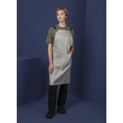 Southside Linen Blend Bib Apron Grey • PAS-BB693