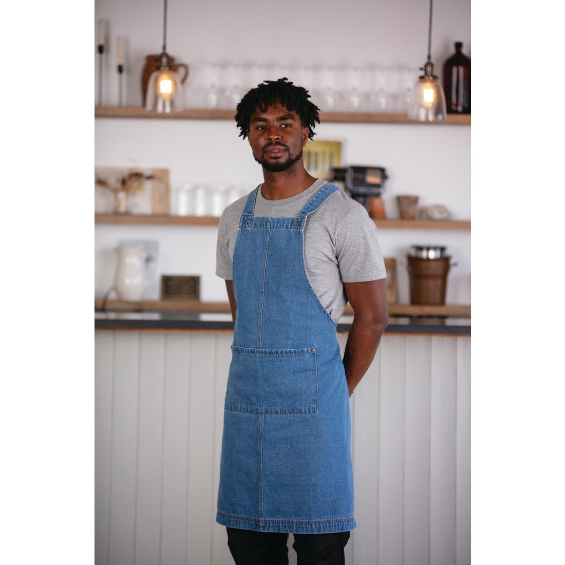 Southside Denim Bib Apron Light Blue • PAS-BB694