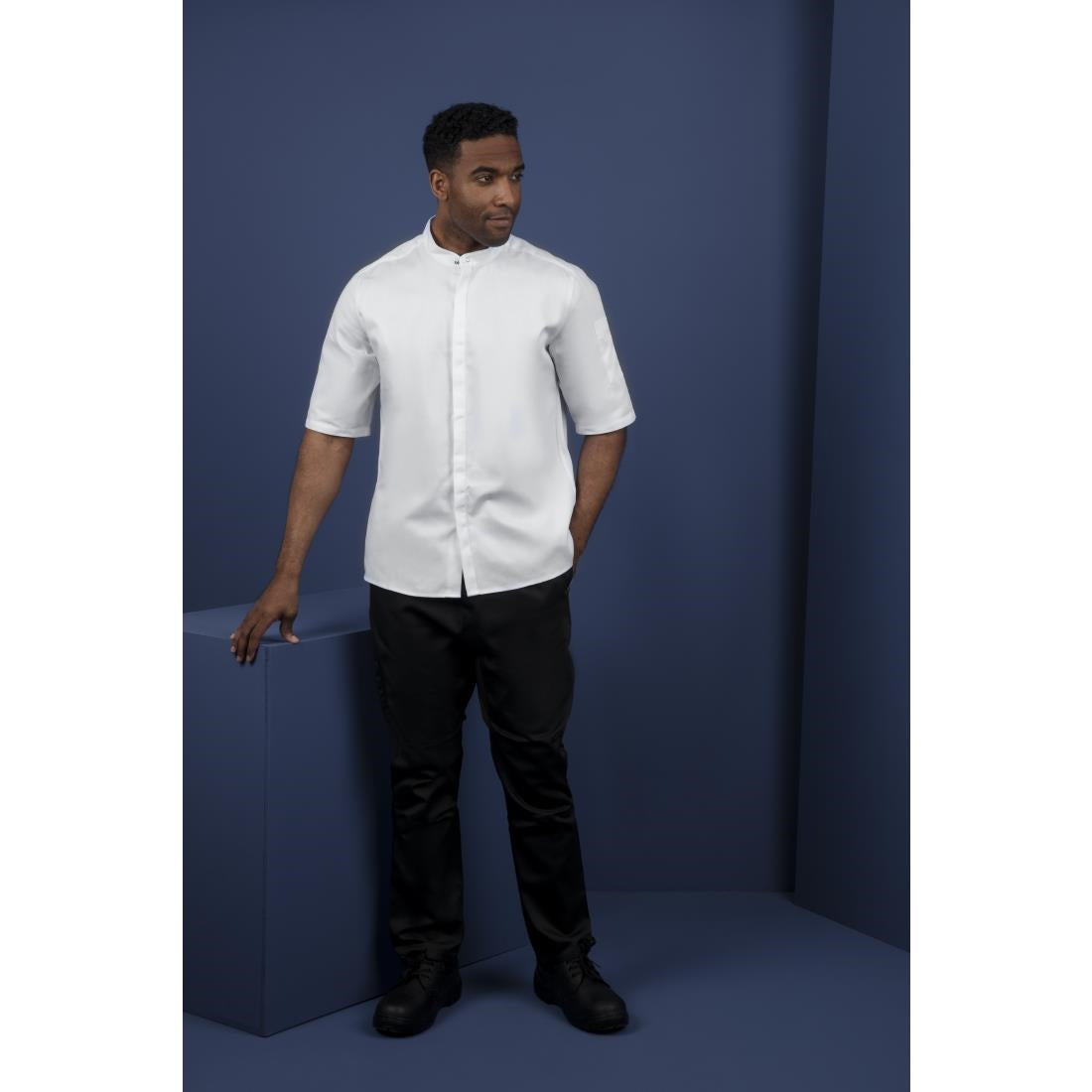 Southside Band Collar Chefs Jacket White Size M • PAS-BB702-M