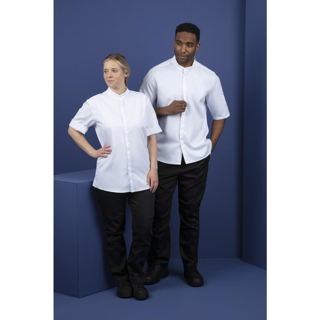 Southside Band Collar Chefs Jacket White Size M • PAS-BB702-M