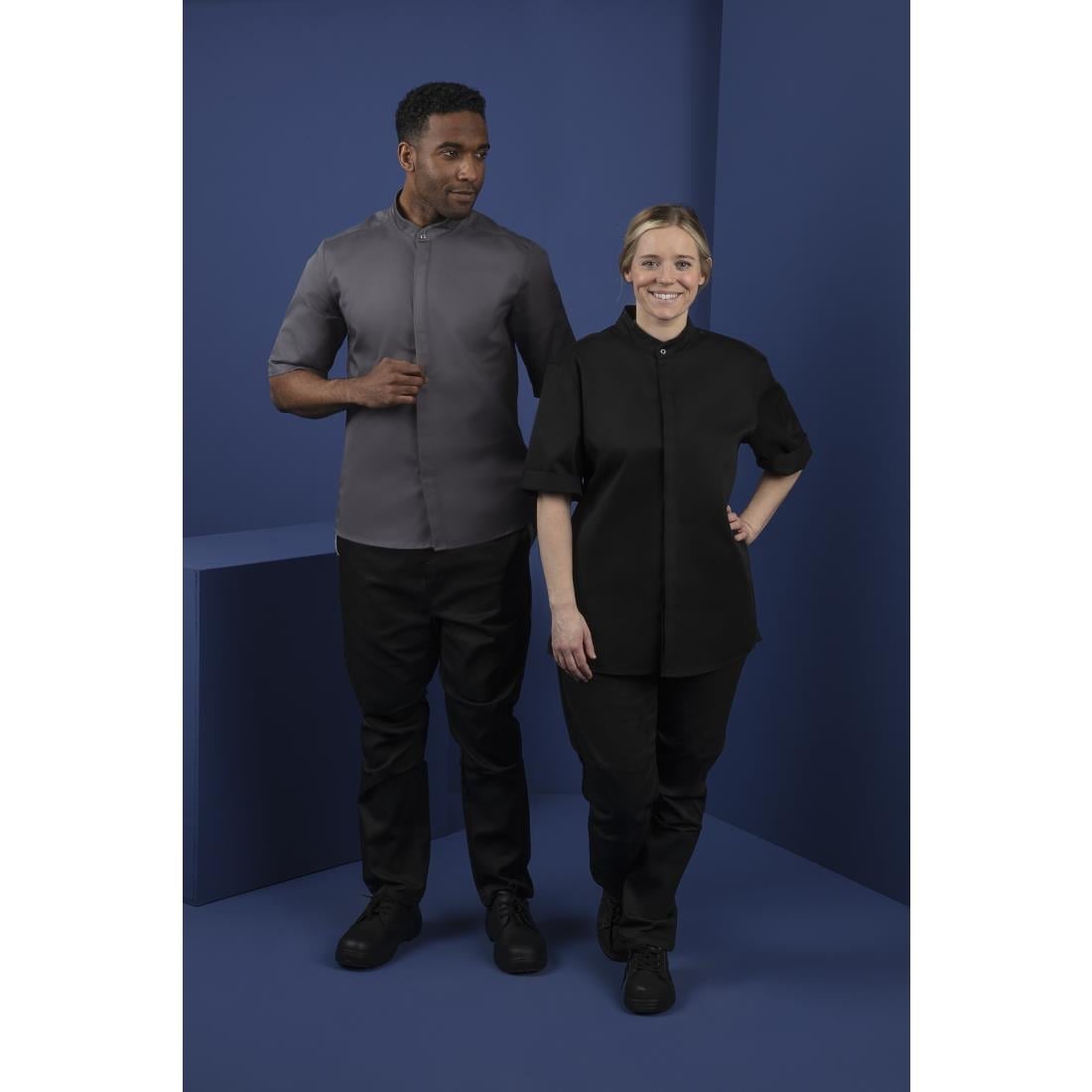Southside Band Collar Unisex Chef Jacket Charcoal • PAS-P_BB712