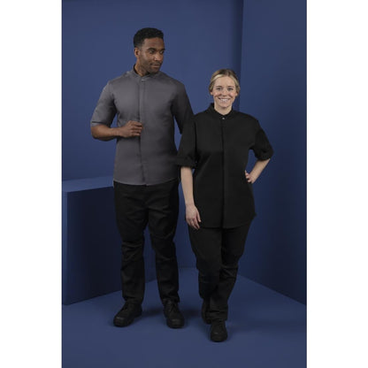 Southside Band Collar Unisex Chef Jacket Charcoal • PAS-P_BB712