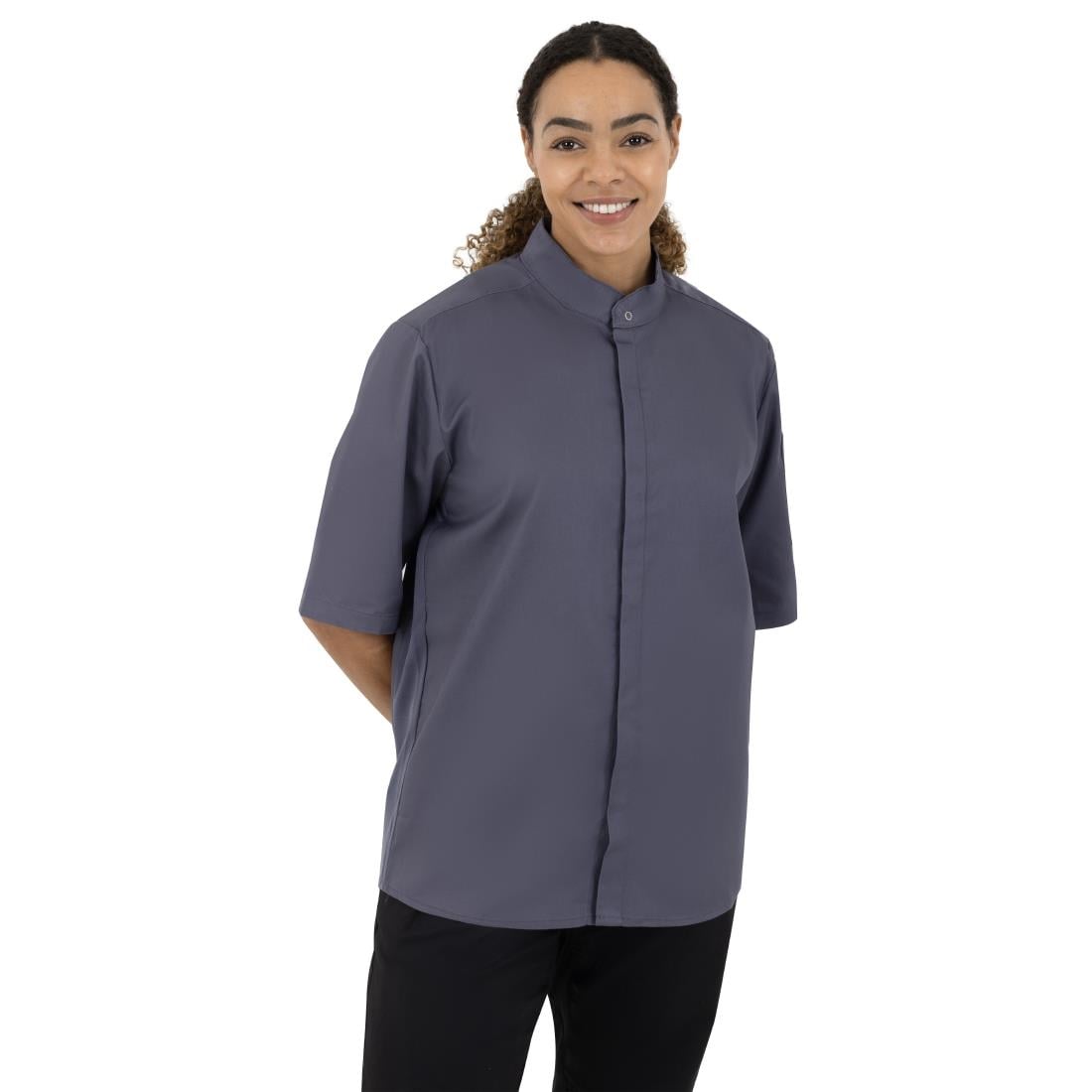 Southside Band Collar Unisex Chef Jacket Charcoal • PAS-P_BB712