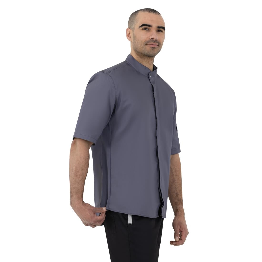 Southside Band Collar Unisex Chef Jacket Charcoal • PAS-P_BB712