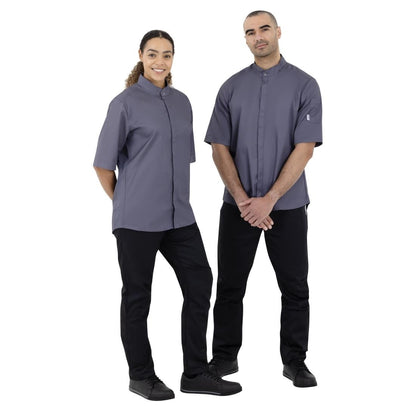 Southside Band Collar Unisex Chef Jacket Charcoal • PAS-P_BB712