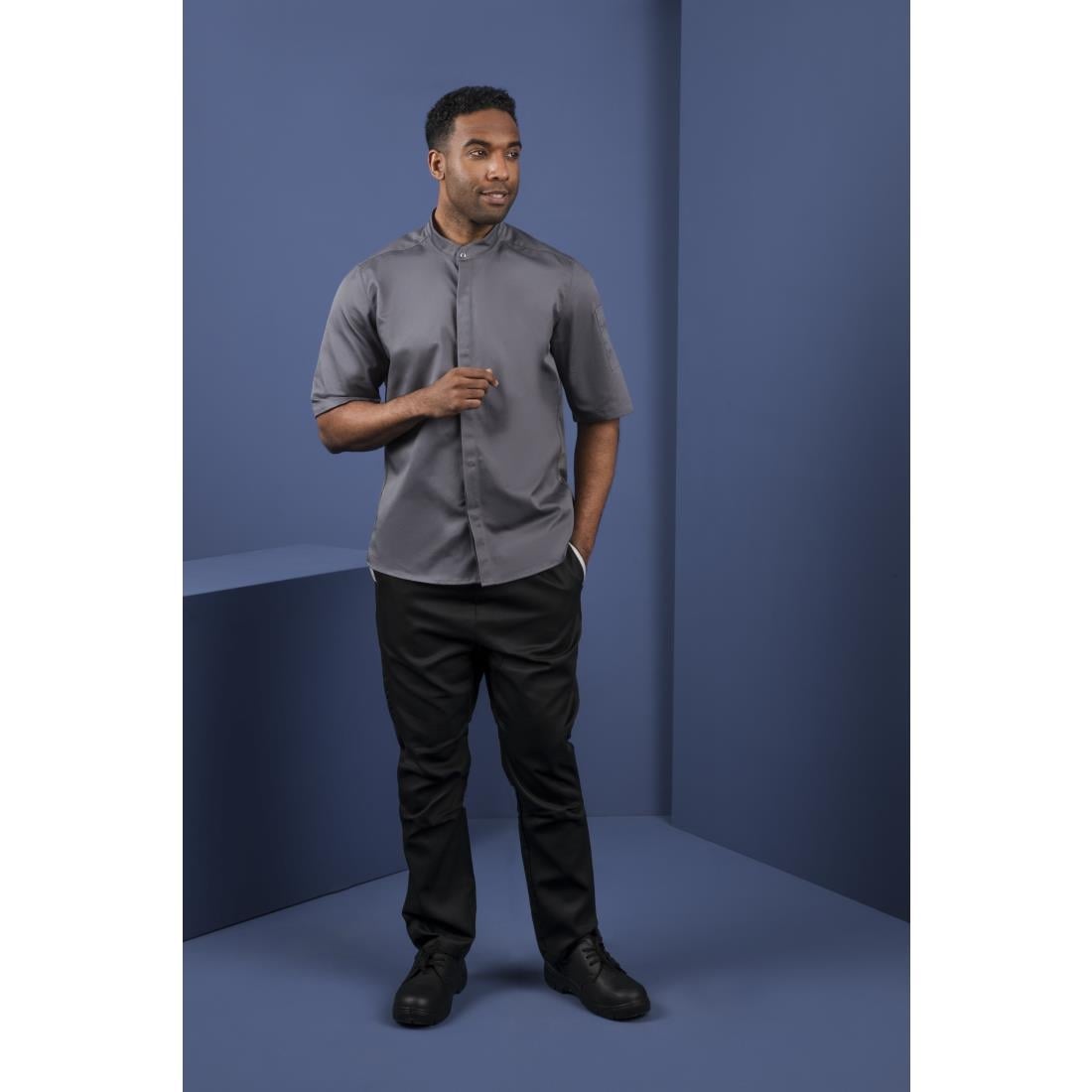 Southside Band Collar Unisex Chef Jacket Charcoal • PAS-P_BB712
