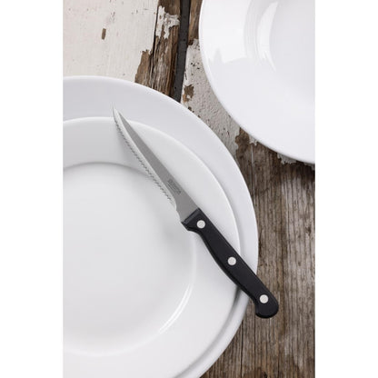 Olympia Steak Knives Black - 4 1/2" (12 Pack) (215(L)mm. Serrated Blade. Pack Quantity: 12. Material: 18/0 Stainless Steel) • PAS-C134