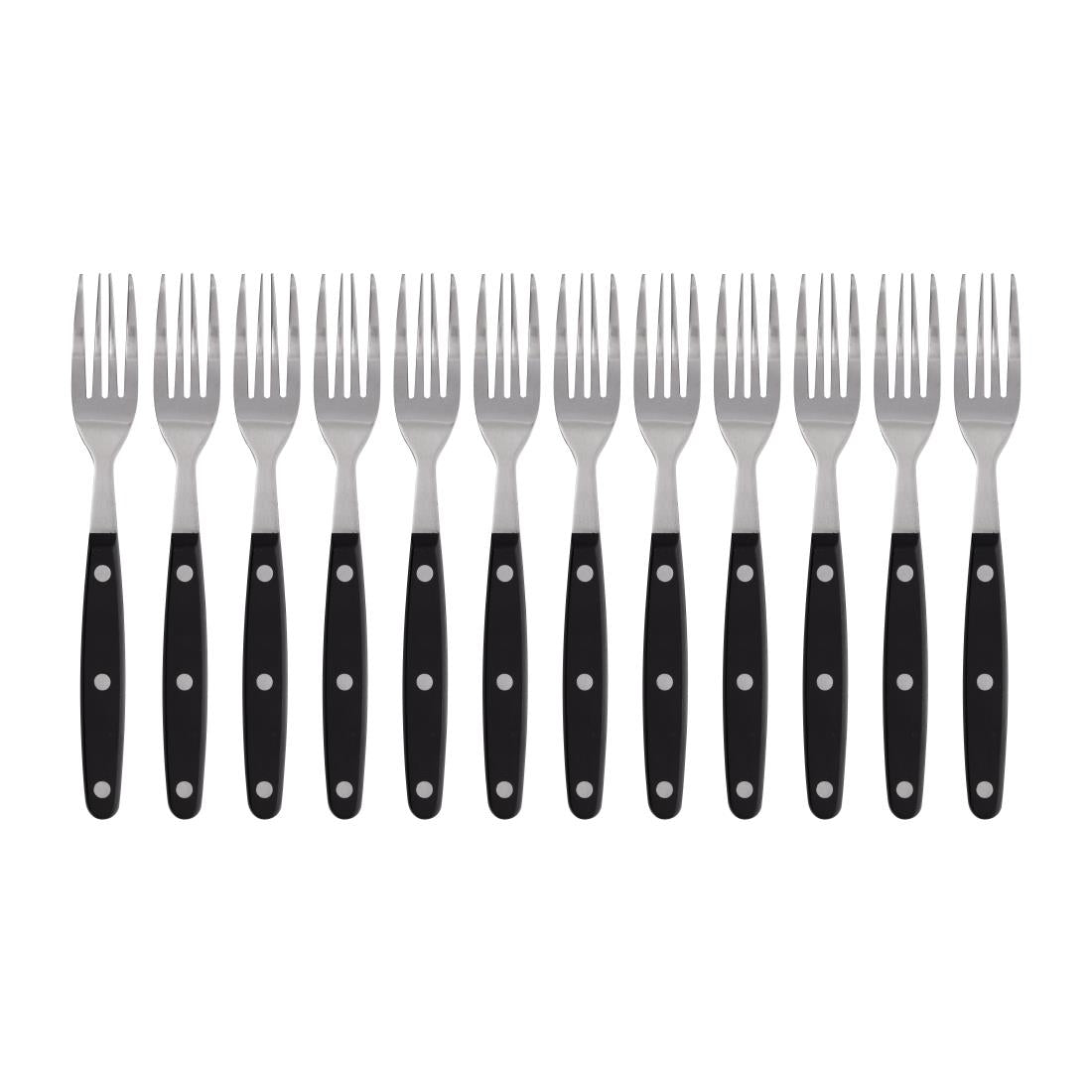 Olympia Taverna Steak Forks with Black Handles (12 Pack) • PAS-C135