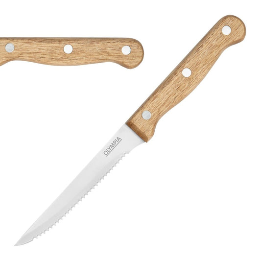Olympia Steak Knives Acacia Wood 4.5" (12 Pack) • PAS-C136