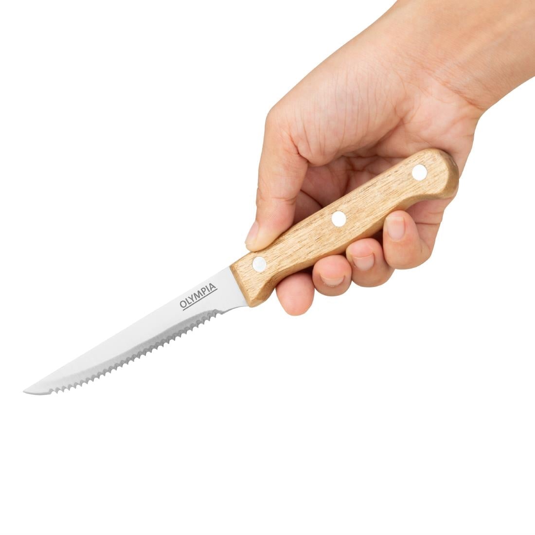 Olympia Steak Knives Acacia Wood 4.5" (12 Pack) • PAS-C136