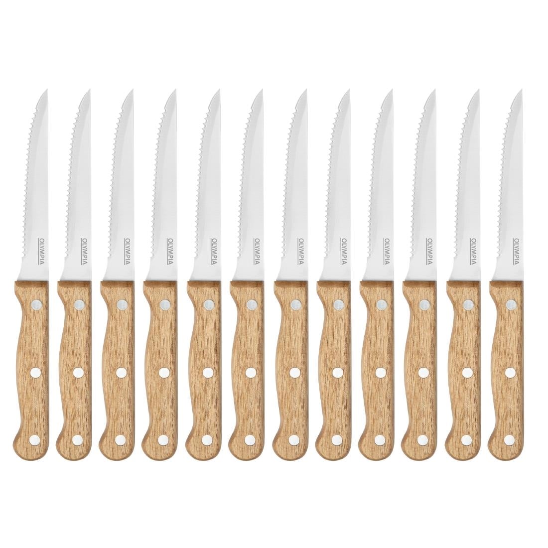 Olympia Steak Knives Acacia Wood 4.5" (12 Pack) • PAS-C136
