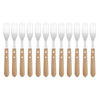Olympia Steak Forks with Acacia Wood Handles (12 Pack) (195(L)mm. Material: 18/0 Stainless Steel. Pack Quantity: 12) • PAS-C137