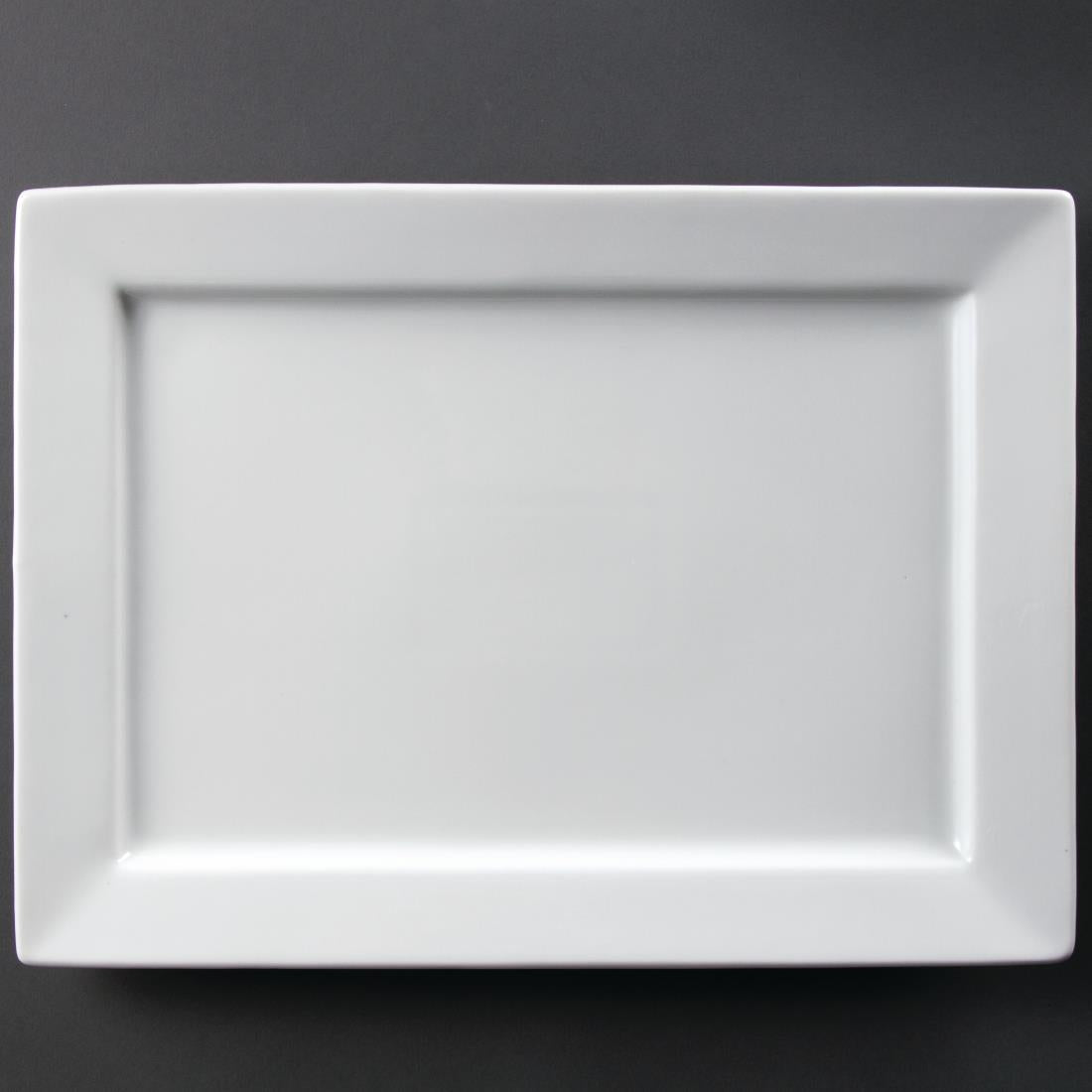 Olympia Whiteware Wide Rim Rectangular Platter - 400x295mm • PAS-C362