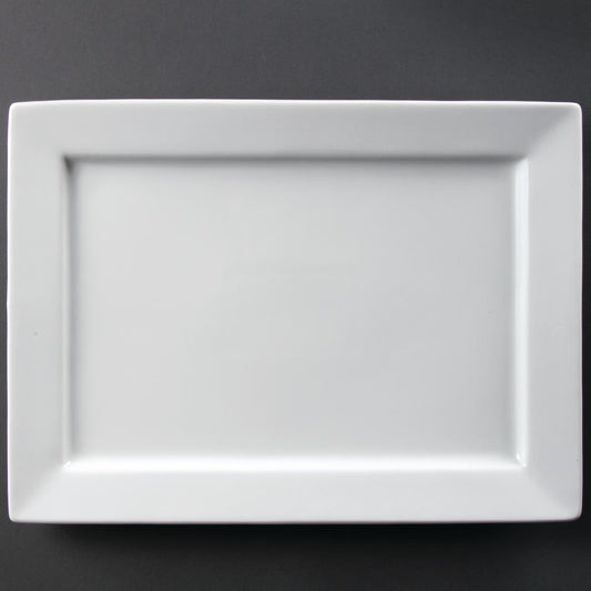 Olympia Whiteware Wide Rim Rectangular Platter - 400x295mm • PAS-C362