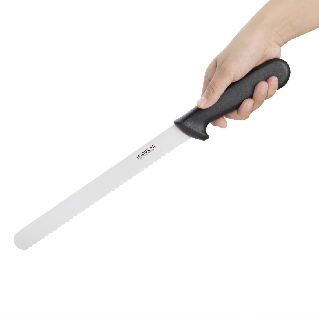 Hygiplas Serrated Slicer Black Knife 250mm • PAS-C579