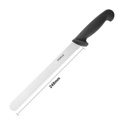 Hygiplas Serrated Slicer Black Knife 250mm • PAS-C579