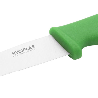 Hygiplas Serrated Vegetable Knife Green 105mm • PAS-C862