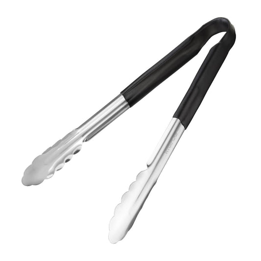Hygiplas Colour Coded Black Serving Tongs 300mm • PAS-CB153
