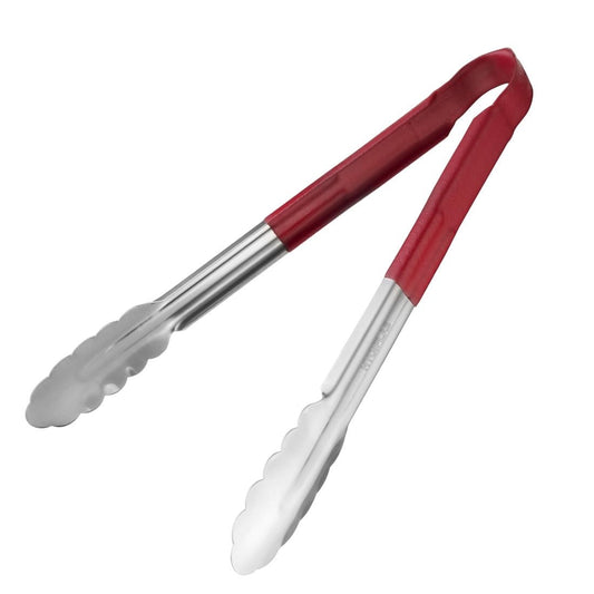 Hygiplas Colour Coded Red Serving Tongs 300mm • PAS-CB154