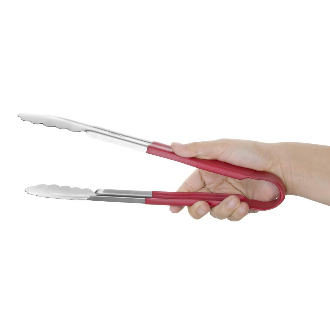 Hygiplas Colour Coded Red Serving Tongs 300mm • PAS-CB154