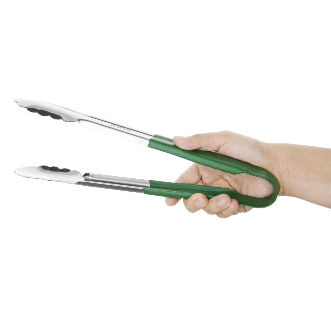 Hygiplas Colour Coded Green Serving Tongs 300mm • PAS-CB155