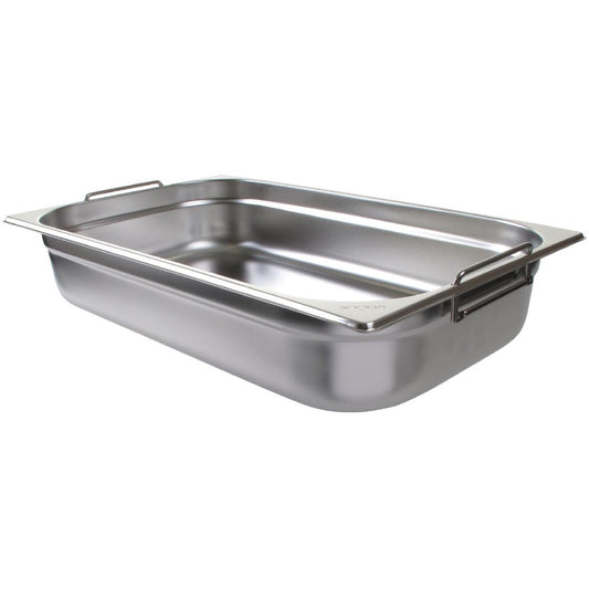 Vogue Stainless Steel 1/1 Gastronorm Pan with Handles 100mm • PAS-CB179-A