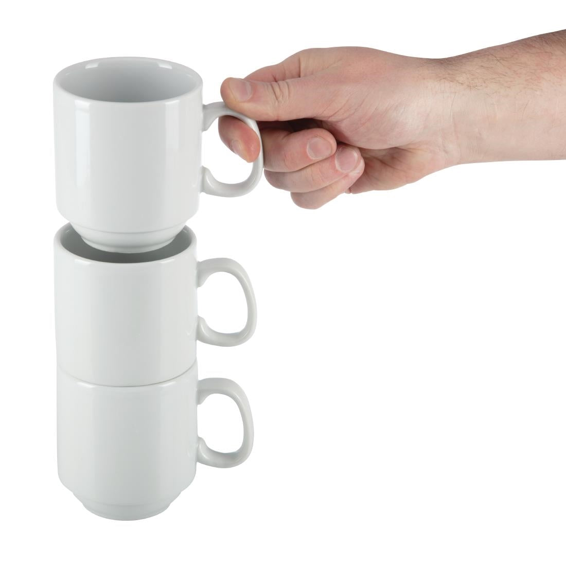 Olympia Whiteware Stacking Mugs 285ml (12 Pack) (Pack of 12) • PAS-CB461