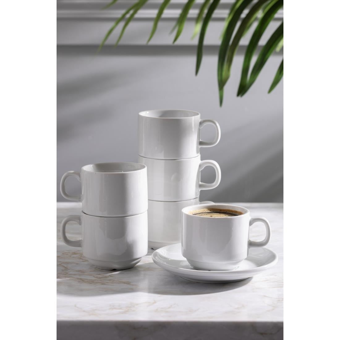 Olympia Whiteware Stacking Tea Cups 7oz 200ml (12 Pack) (Pack of 12) • PAS-CB467
