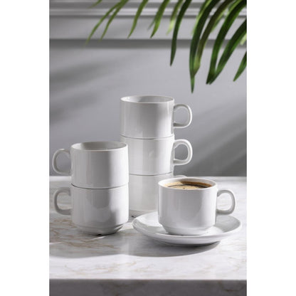 Olympia Whiteware Stacking Tea Cups 7oz 200ml (12 Pack) (Pack of 12) • PAS-CB467