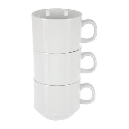 Olympia Whiteware Teacup Stackable - 200ml 6.76fl oz (12 Pack) (Capacity: 200ml | Pack Quantity: 12) • PAS-CB467