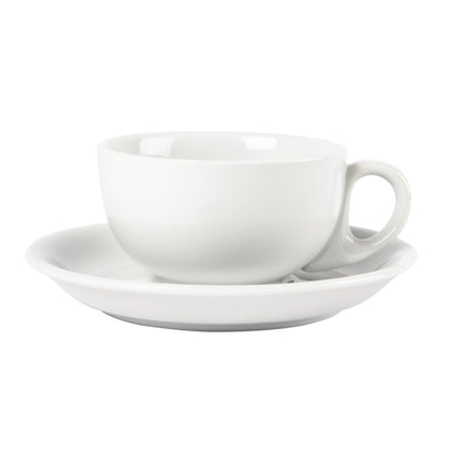 Olympia Whiteware Cappuccino Saucer (Fits CB469) - 200ml 7fl oz (12 Pack) (Fits cup CB469. Pack Quantity: 12. Edge-Chip Warranty) • PAS-CB470