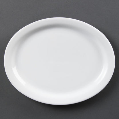 Olympia Whiteware Oval Plate/Platter - 250mm (6 Pack) (250 x 200mm / 10" x 8". Pack quantity: 6) • PAS-CB477