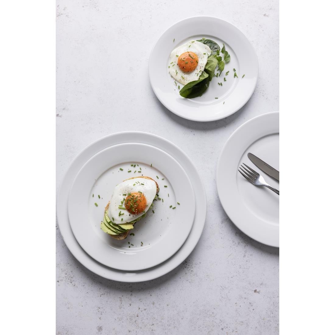 Olympia Whiteware Wide Rimmed Plates 202mm (12 Pack) (Pack of 12) • PAS-CB479