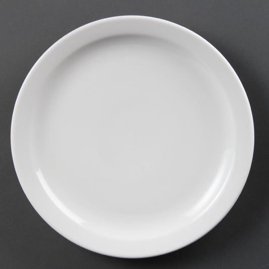 Olympia Whiteware Narrow Rimmed Plates 250mm (12 Pack) (Pack of 12) • PAS-CB490