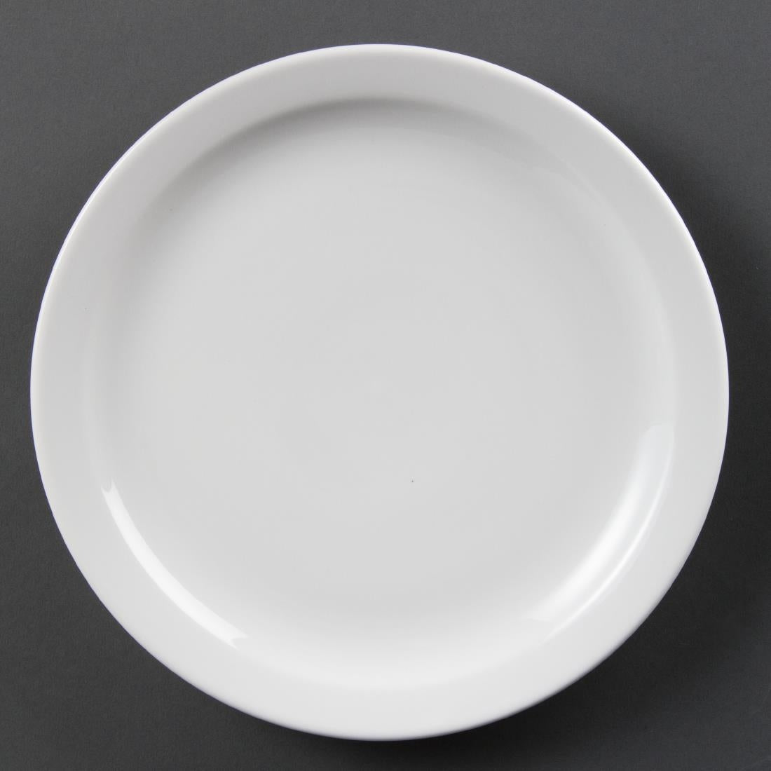 Olympia Whiteware Narrow Rimmed Plate - 250mm (12 Pack) (250(Ø)mm. Pack quantity: 12) • PAS-CB490