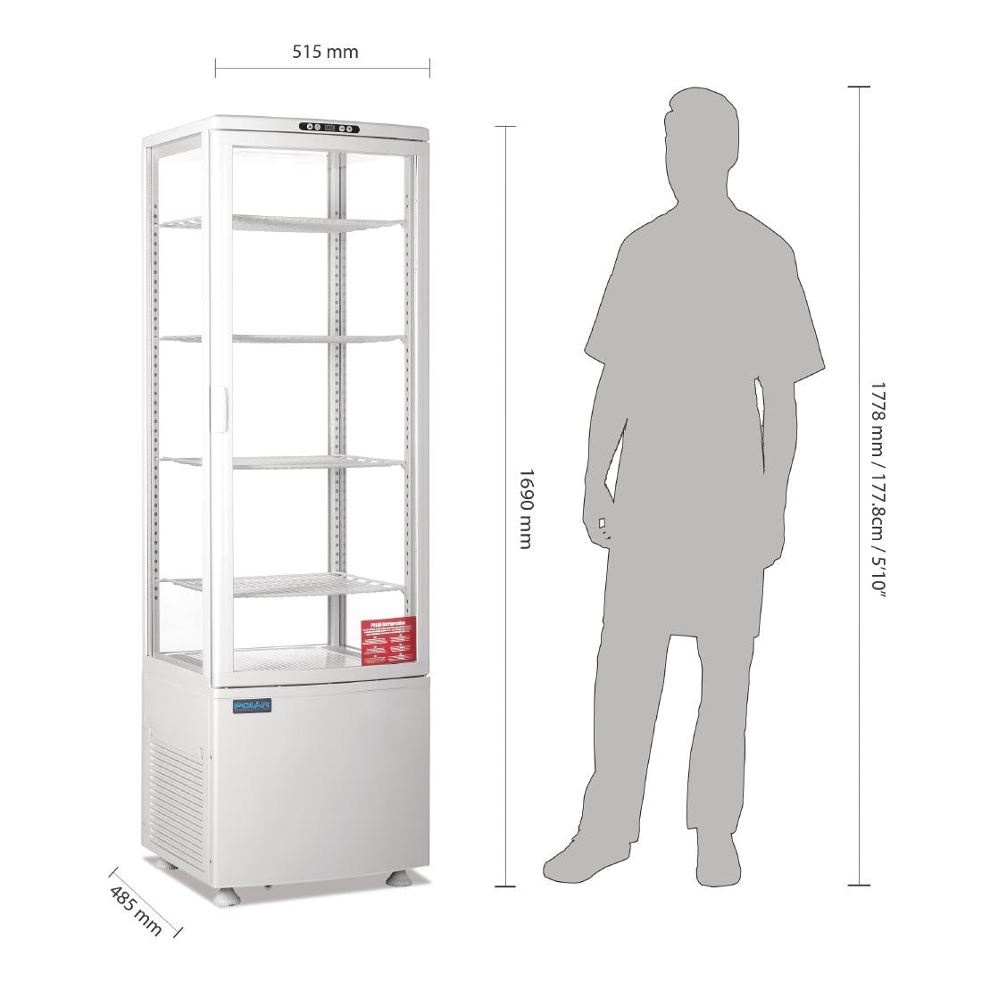 Polar C-Series Curved Door Display Fridge 235Ltr White • PAS-CB509-A