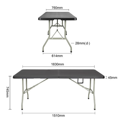 Bolero Centre Folding Utility Table 6ft Black • PAS-CB518