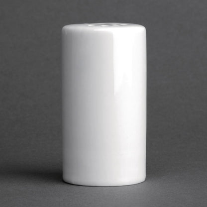 Olympia Whiteware Pepper Shaker - 80mm (12 Pack) (Size: 80mm / 3¼" | White | Pack Quantity: 12) • PAS-CB703