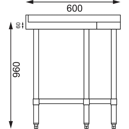 Vogue Stainless Steel Corner Table 600mm • PAS-CB907