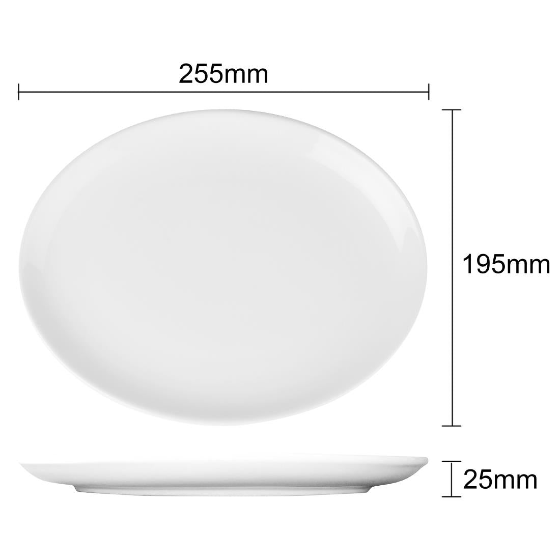 Olympia Athena Oval Coupe Plate 254x197mm (12 Pack) (254x197mm. Pack quantity 12) • PAS-CC211